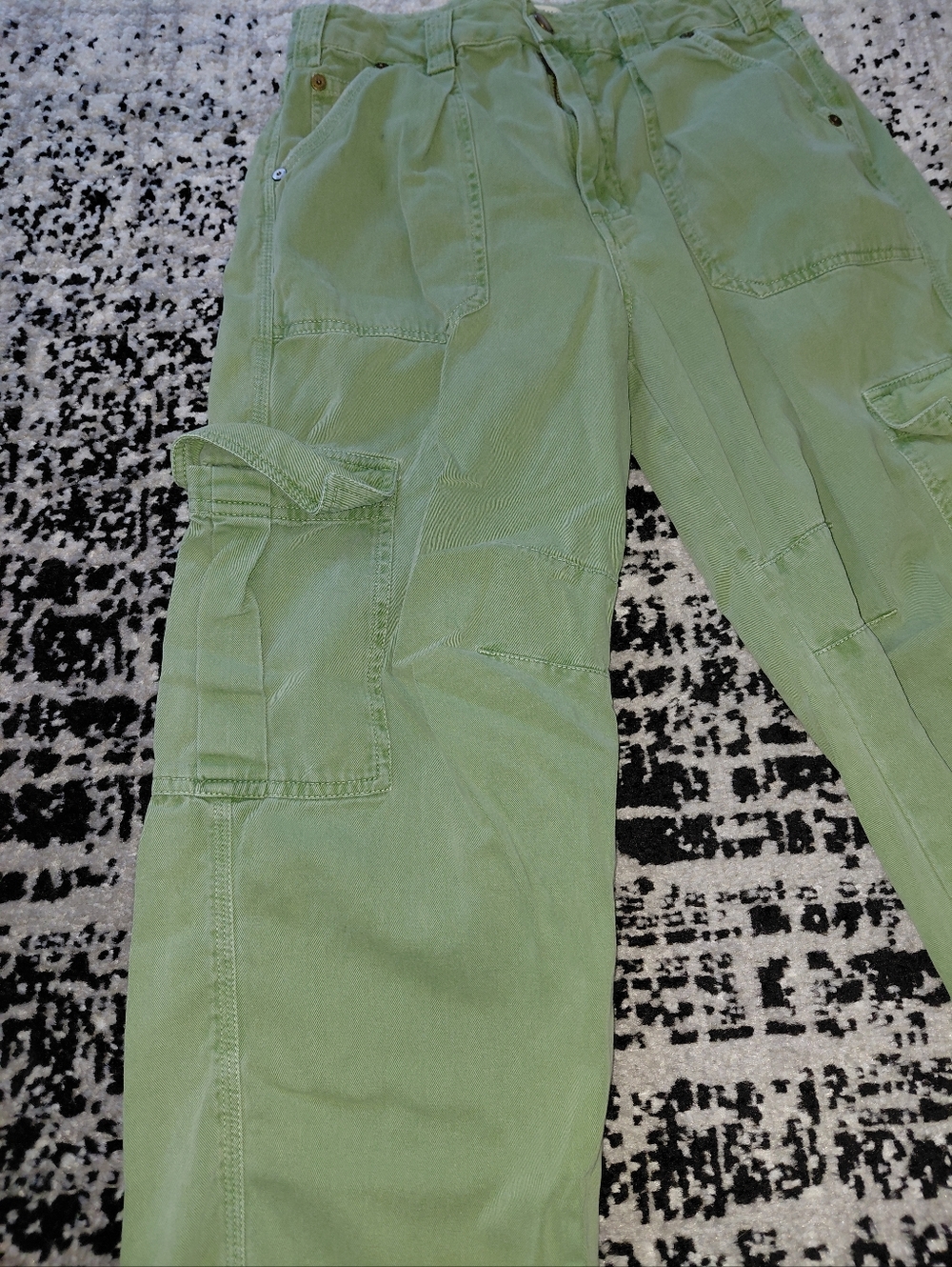 Billabong Walk Along Pants Green Twill Cargo Utilitarian Wide Leg Trousers Sz - Picture 9 of 14